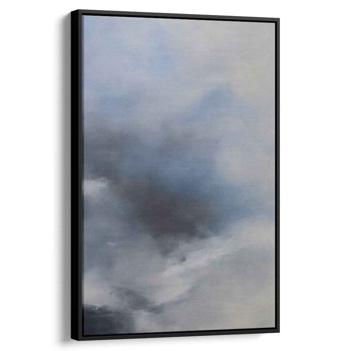 Midnight Tranquility Dance: Serene Blue and Black Abstract Canvas Art