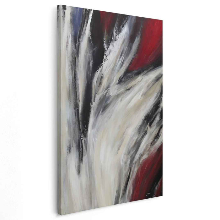 Whispers of Scarlet Snow: Abstract Expressionist Red and White Canvas Art Print