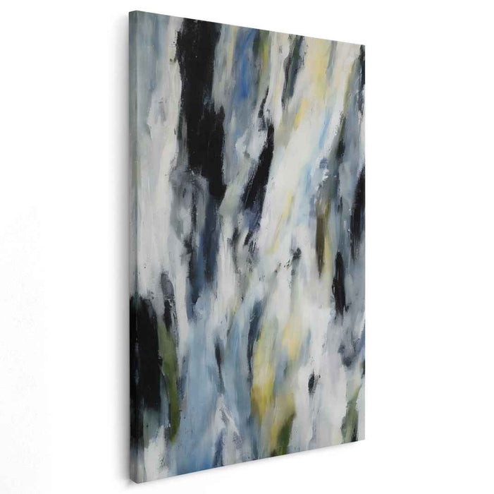 Nebula Waves in Midnight Hues: Abstract Expressionist Blue and Black Canvas Art Print