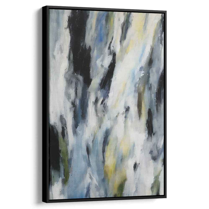 Nebula Waves in Midnight Hues: Abstract Expressionist Blue and Black Canvas Art Print