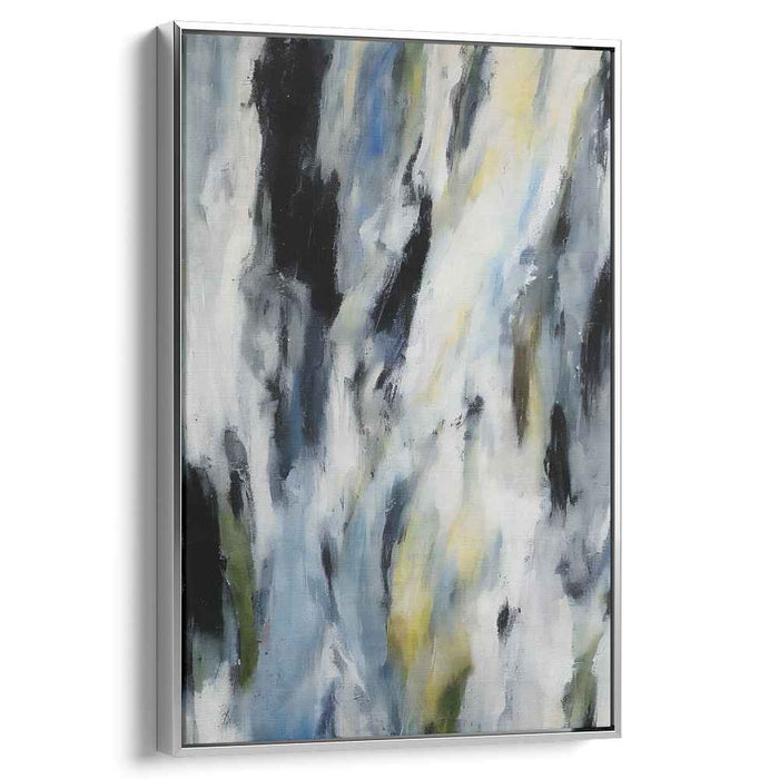 Nebula Waves in Midnight Hues: Abstract Expressionist Blue and Black Canvas Art Print