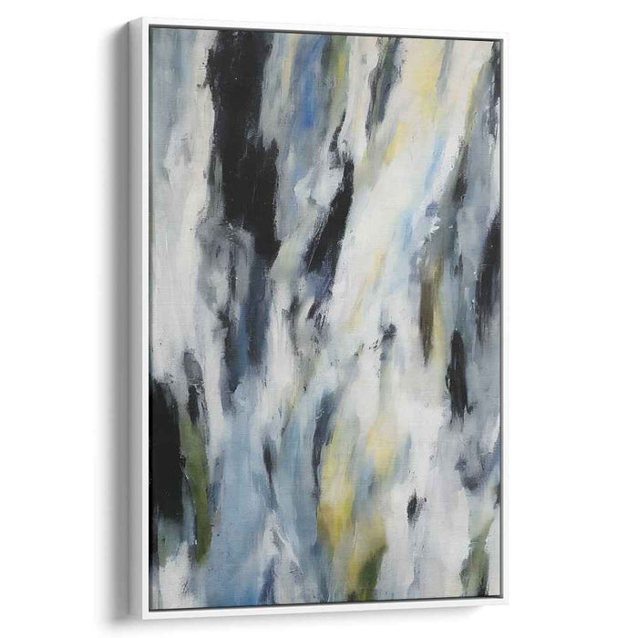 Nebula Waves in Midnight Hues: Abstract Expressionist Blue and Black Canvas Art Print