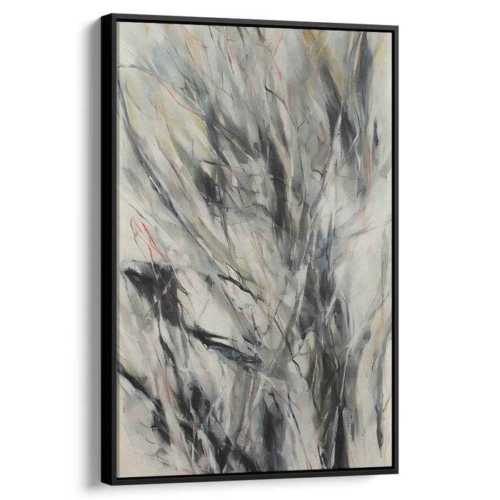 Void Whisper: Abstract Expressionist Beige and Black Canvas Art