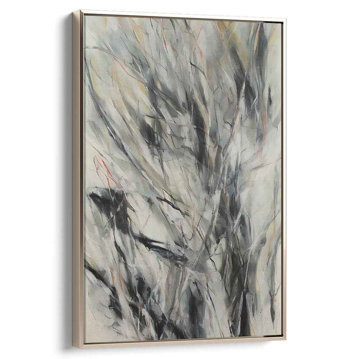 Void Whisper: Abstract Expressionist Beige and Black Canvas Art