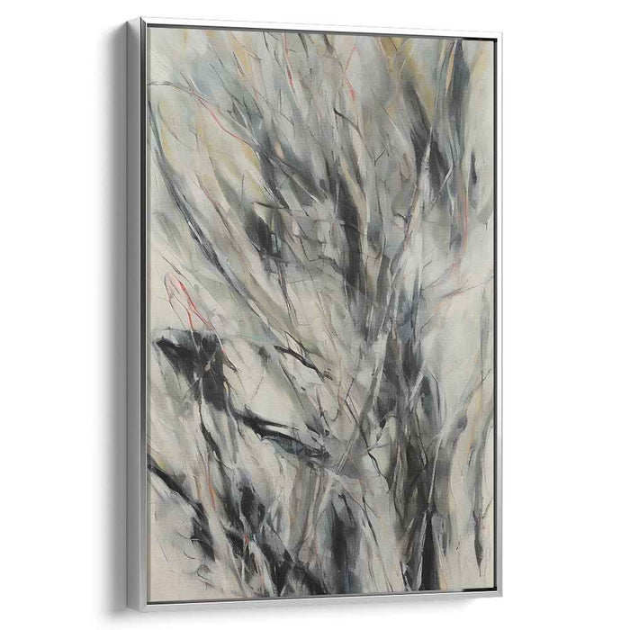Void Whisper: Abstract Expressionist Beige and Black Canvas Art