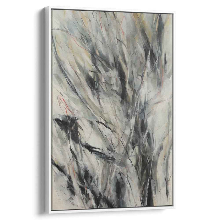 Void Whisper: Abstract Expressionist Beige and Black Canvas Art