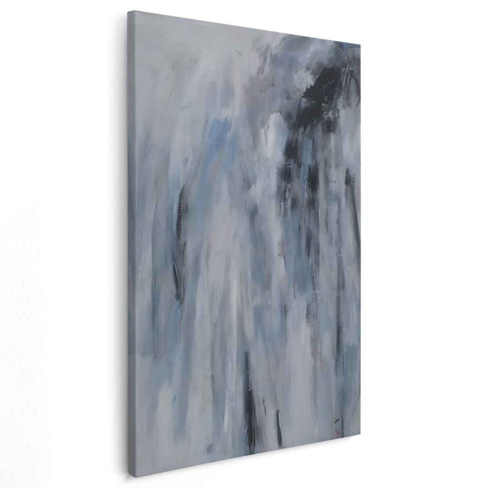 Ephemeral Echoes: Abstract Blue and Gray Dreamscape Canvas Art