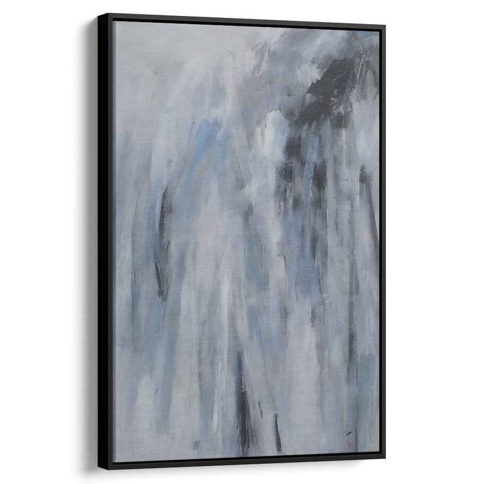 Ephemeral Echoes: Abstract Blue and Gray Dreamscape Canvas Art