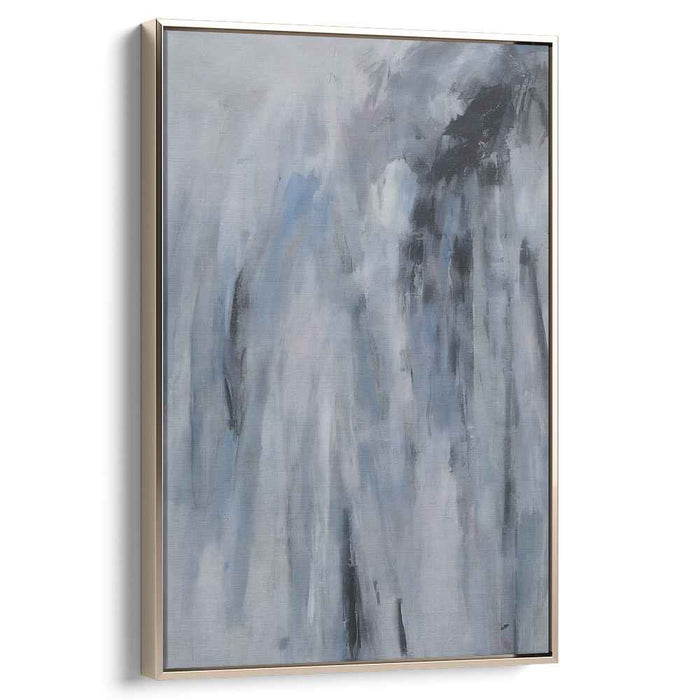 Ephemeral Echoes: Abstract Blue and Gray Dreamscape Canvas Art