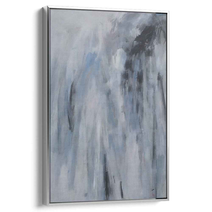 Ephemeral Echoes: Abstract Blue and Gray Dreamscape Canvas Art