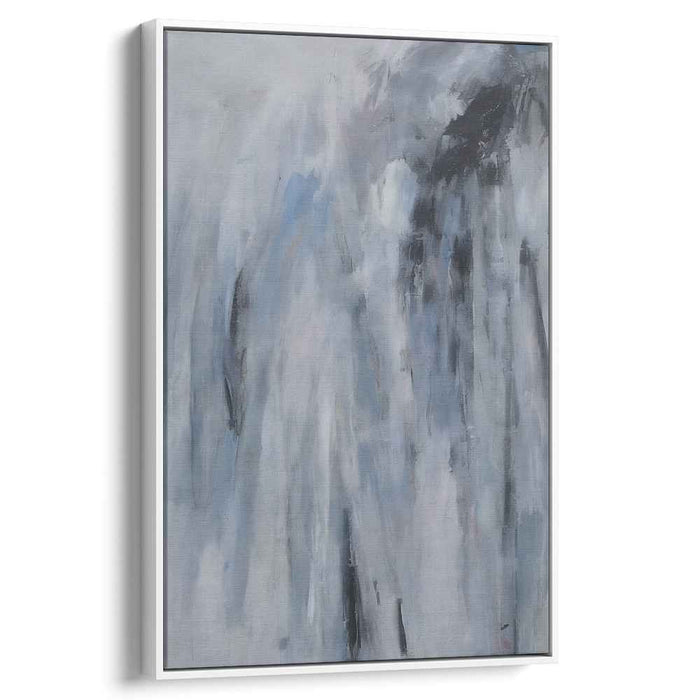 Ephemeral Echoes: Abstract Blue and Gray Dreamscape Canvas Art