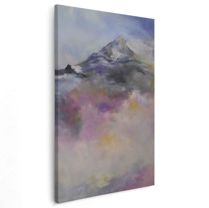 Misty Peakscape Illusion: Dreamlike Mountain Mist Landscape Canvas Art Print