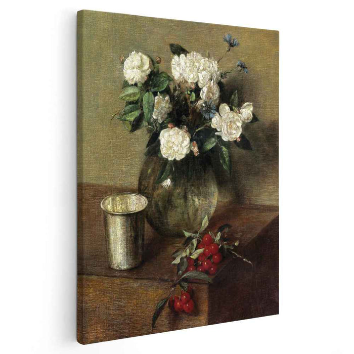 White Roses and Cherries (1865) by Henri Fantin-Latour