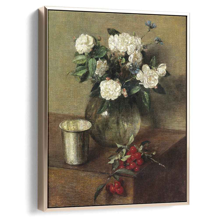 White Roses and Cherries (1865) by Henri Fantin-Latour