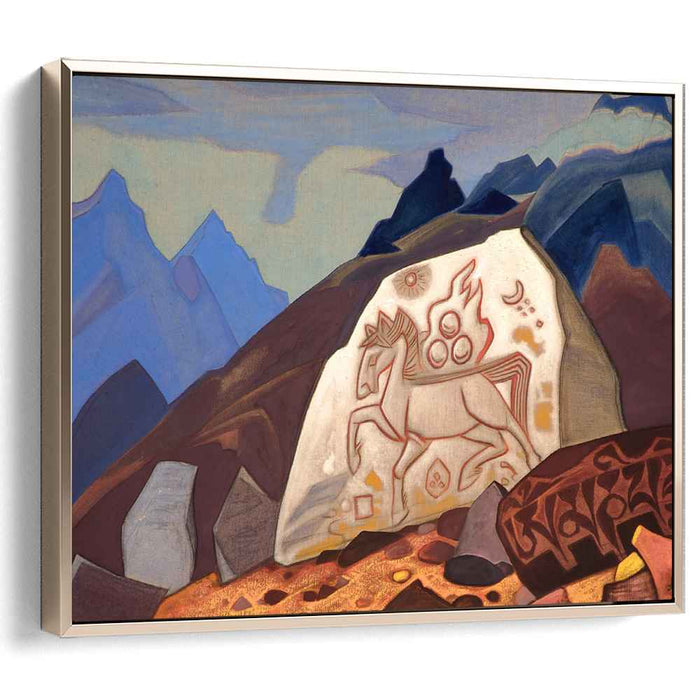 White Stone (Sign of Cintamani or Horse of happiness) (1933) by Nicholas Roerich