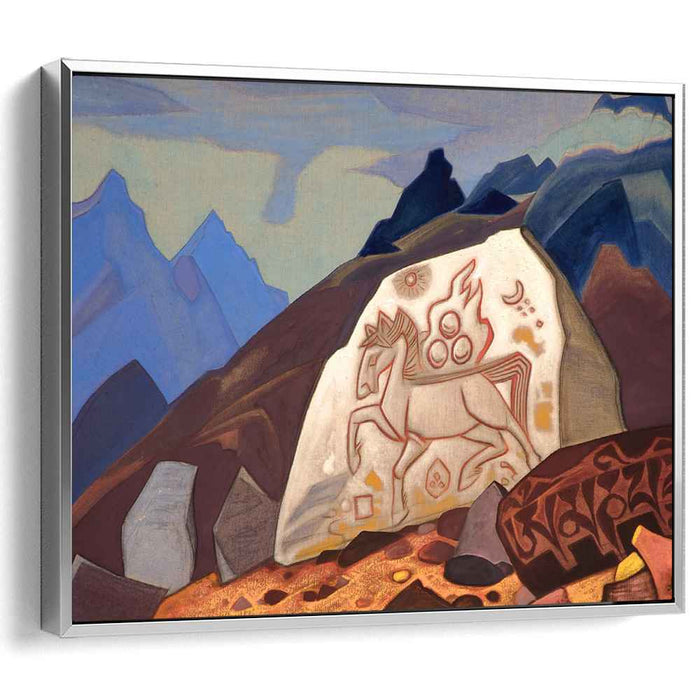 White Stone (Sign of Cintamani or Horse of happiness) (1933) by Nicholas Roerich
