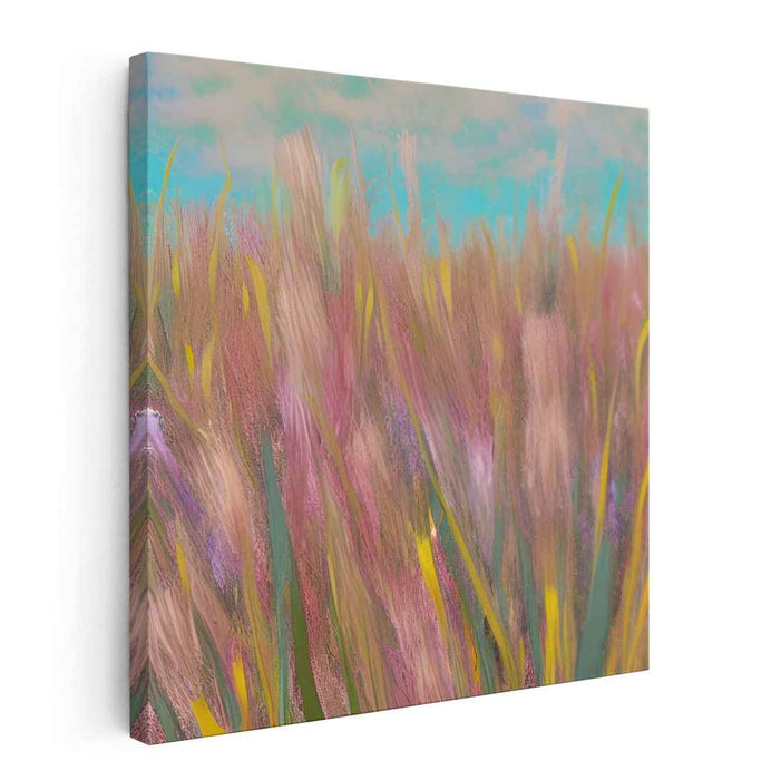 Soft Meadow Whispers: Pastel Wild Grasses Canvas Art Print