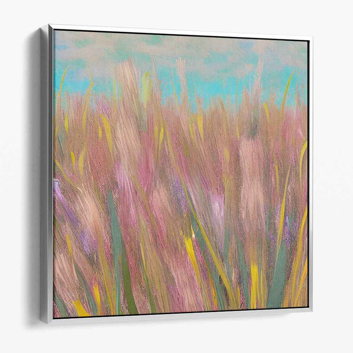 Soft Meadow Whispers: Pastel Wild Grasses Canvas Art Print