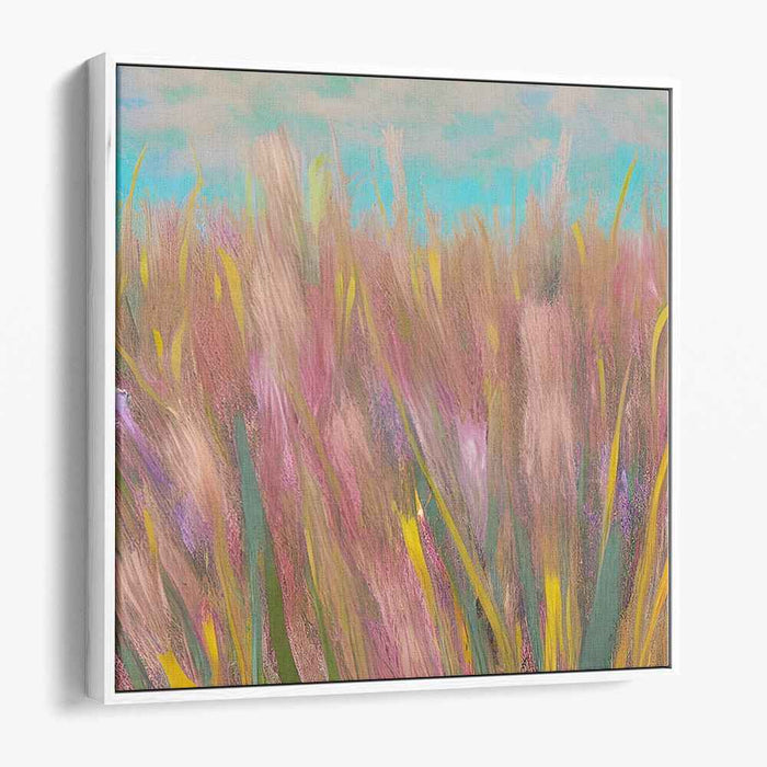 Soft Meadow Whispers: Pastel Wild Grasses Canvas Art Print