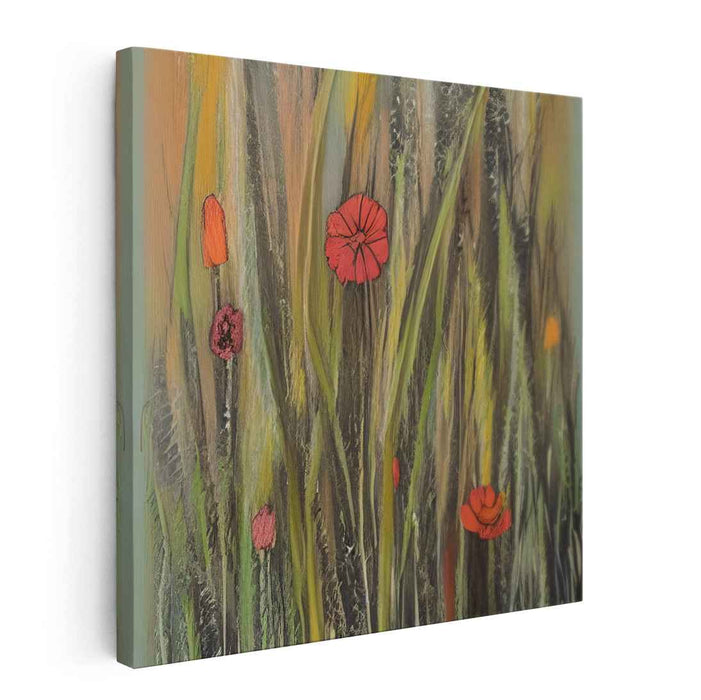 Poppies in the Meadow: Serene Nature Canvas Art Print