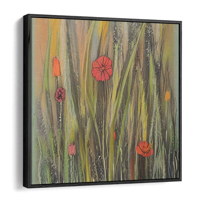 Poppies in the Meadow: Serene Nature Canvas Art Print