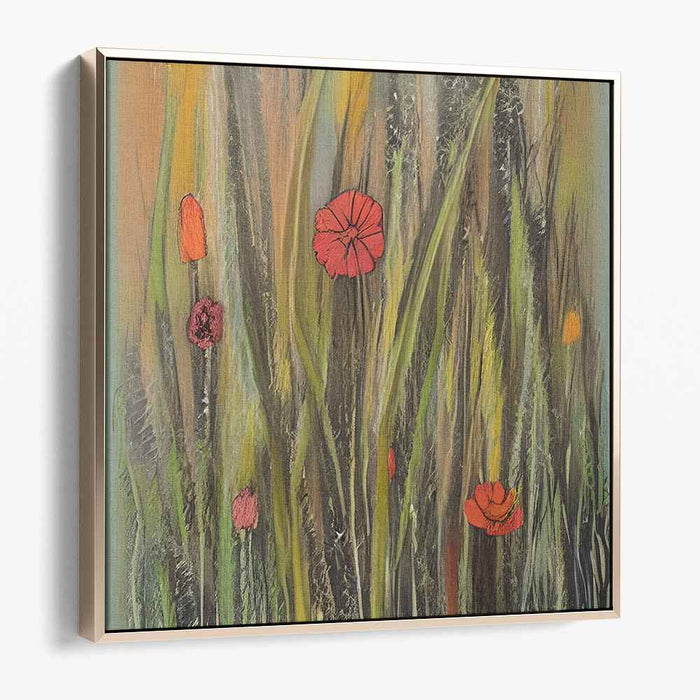 Poppies in the Meadow: Serene Nature Canvas Art Print