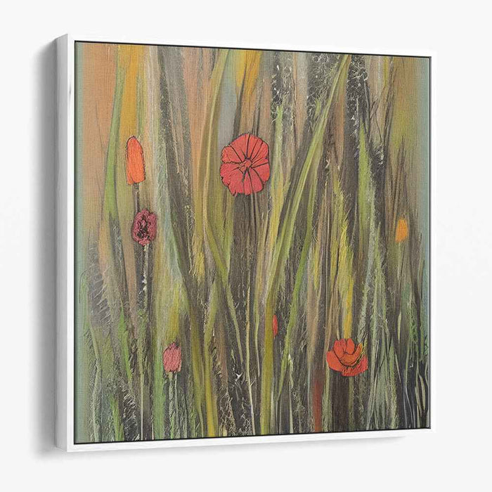 Poppies in the Meadow: Serene Nature Canvas Art Print