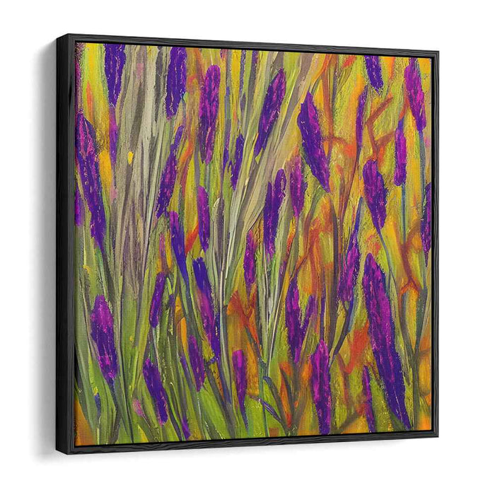 Floral Blaze Symphony: Lush Purple Florals on Fiery Orange Canvas