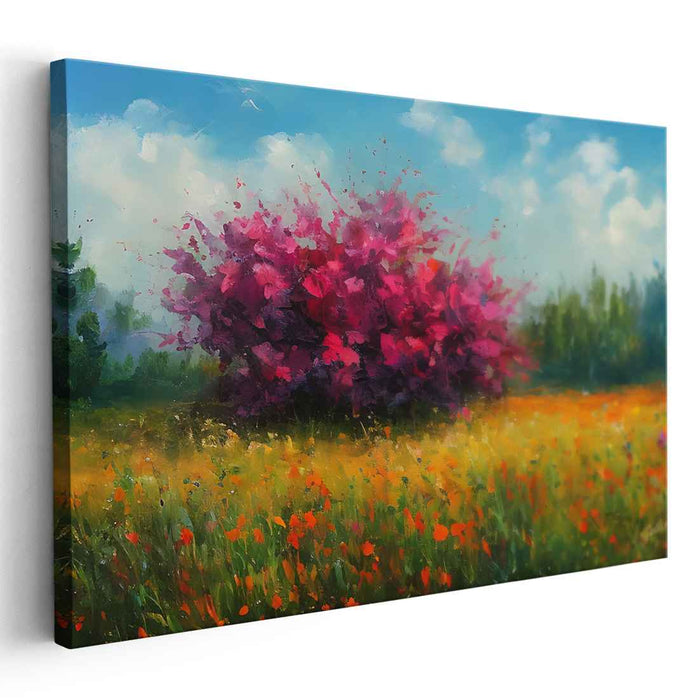 Floral Tapestry: Vibrant Floral Landscape Canvas Art
