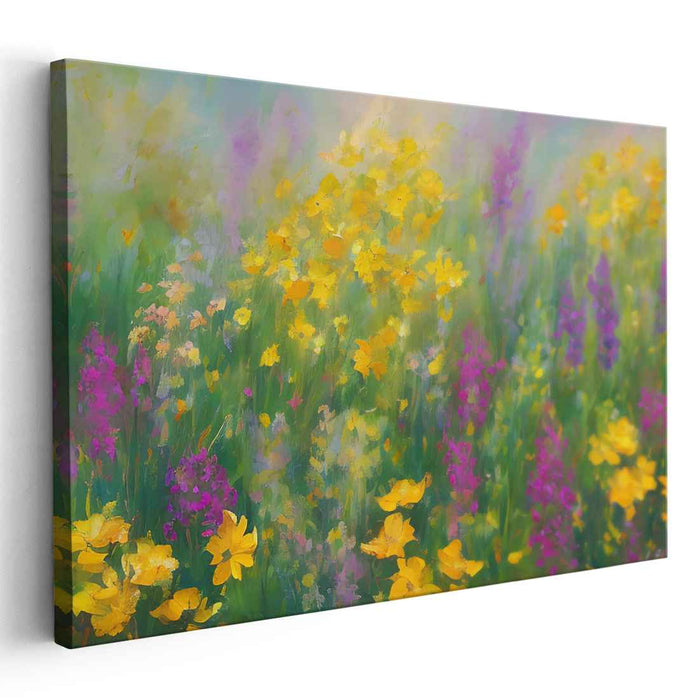 Floral Brushstrokes Dance: Impressionist Wildflower Canvas Art