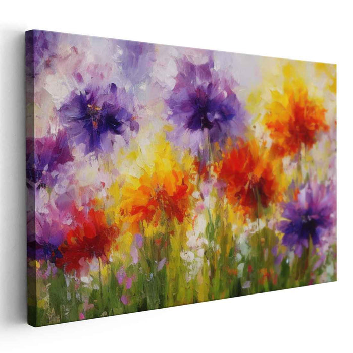 Colorful Whirlwind Blooms: Impressionist Explosion of Garden Colors Canvas Art