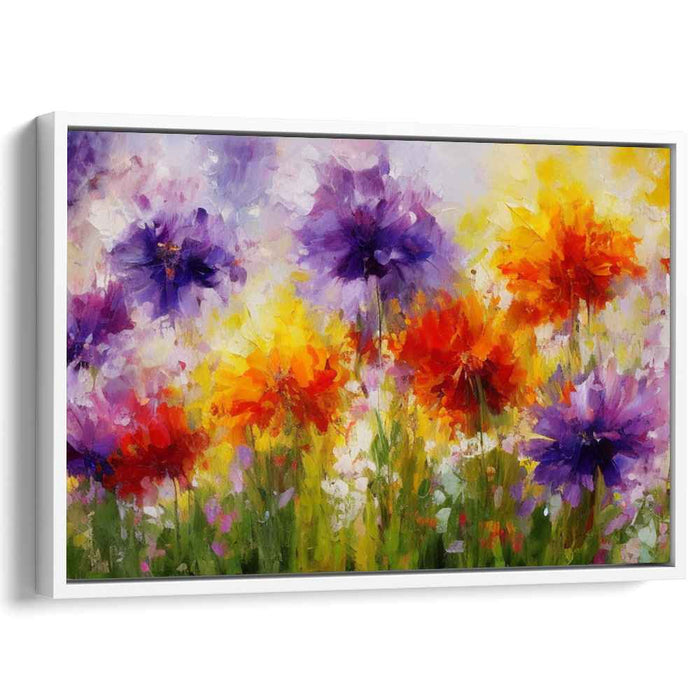 Colorful Whirlwind Blooms: Impressionist Explosion of Garden Colors Canvas Art