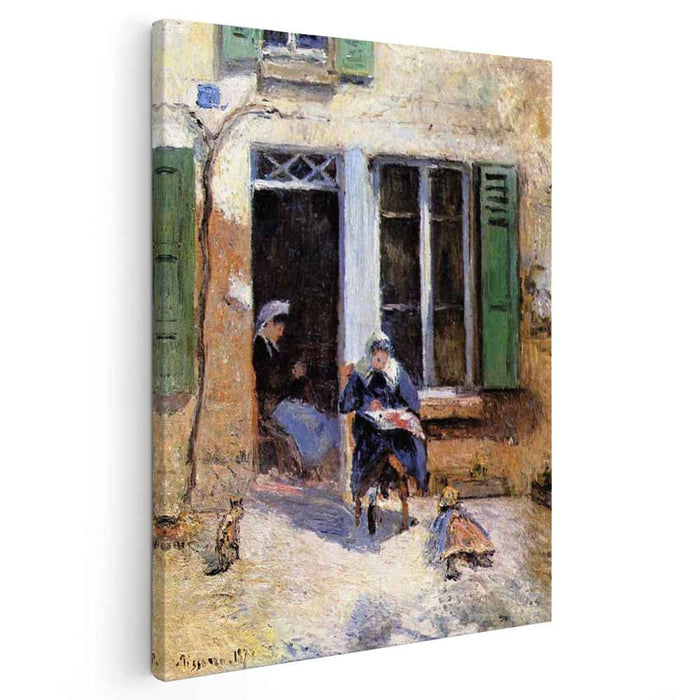 Woman and Child Doing Needlework (1877) by Camille Pissarro
