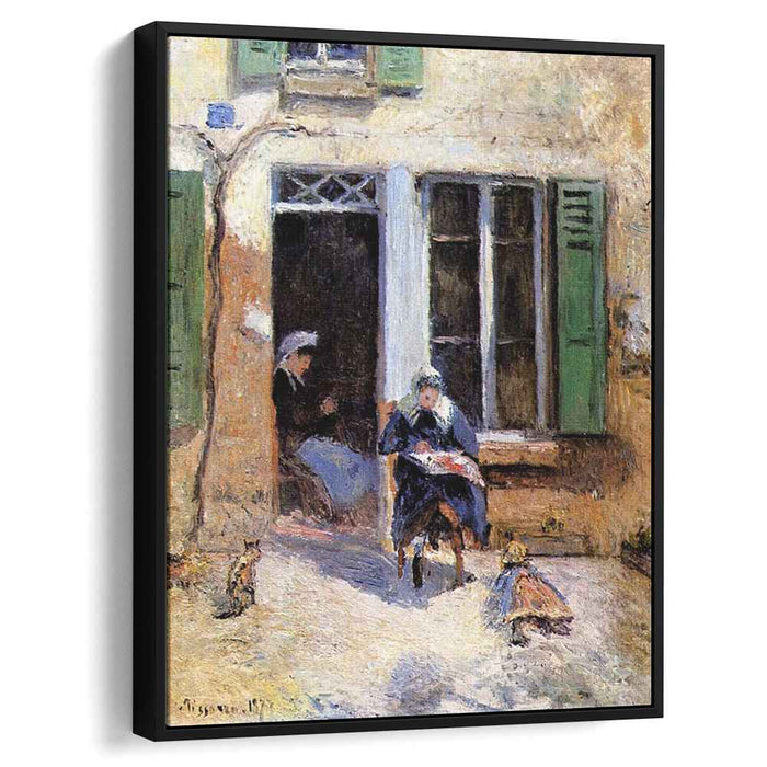 Woman and Child Doing Needlework (1877) by Camille Pissarro