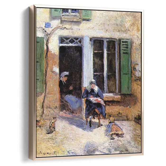 Woman and Child Doing Needlework (1877) by Camille Pissarro