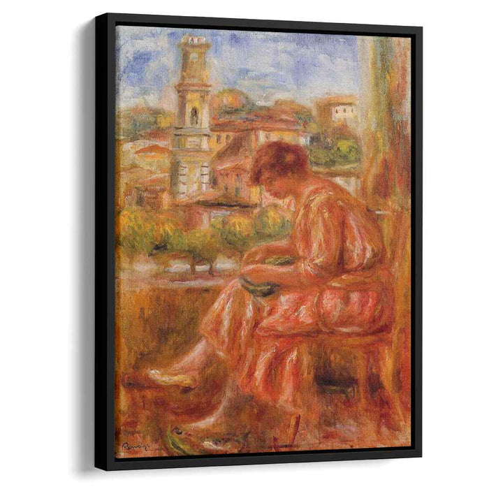 Woman at the Window with a View of Nice (1918) by Pierre-Auguste Renoir