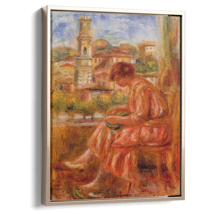 Woman at the Window with a View of Nice (1918) by Pierre-Auguste Renoir