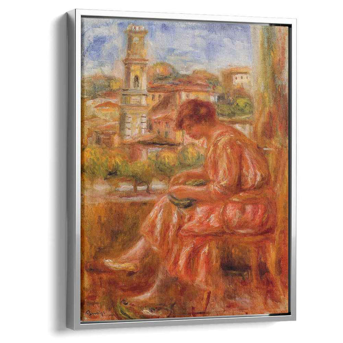 Woman at the Window with a View of Nice (1918) by Pierre-Auguste Renoir