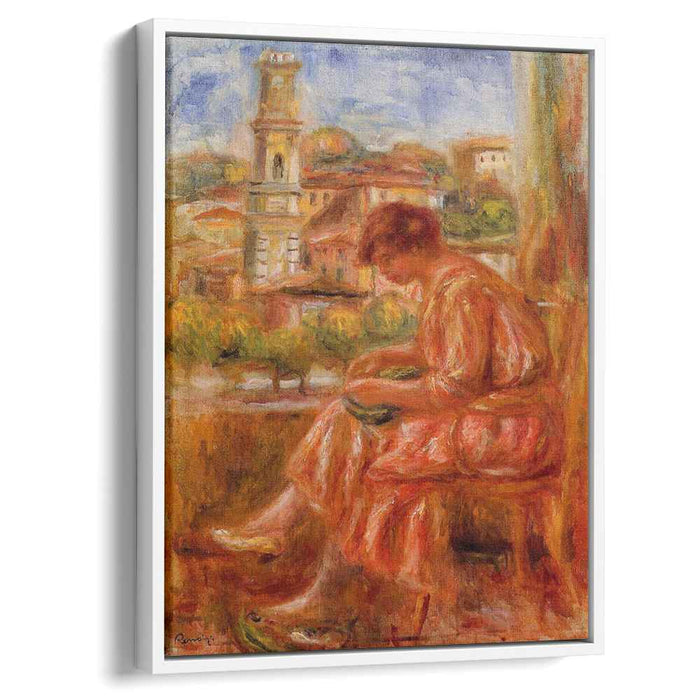Woman at the Window with a View of Nice (1918) by Pierre-Auguste Renoir