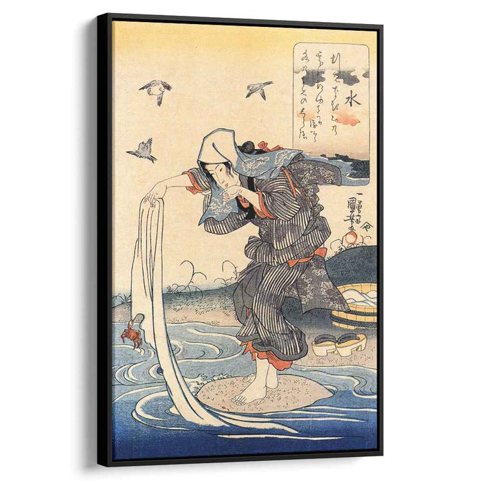 Woman doing her laundry in the river by Utagawa Kuniyoshi