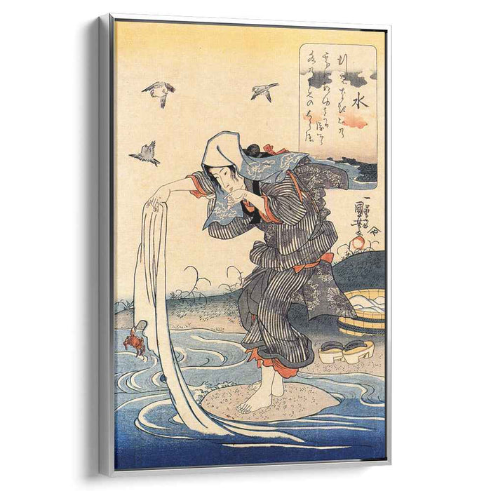 Woman doing her laundry in the river by Utagawa Kuniyoshi