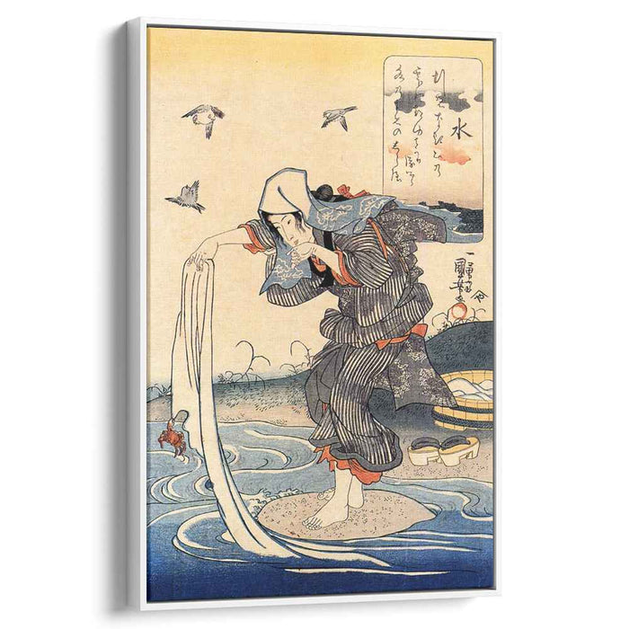 Woman doing her laundry in the river by Utagawa Kuniyoshi