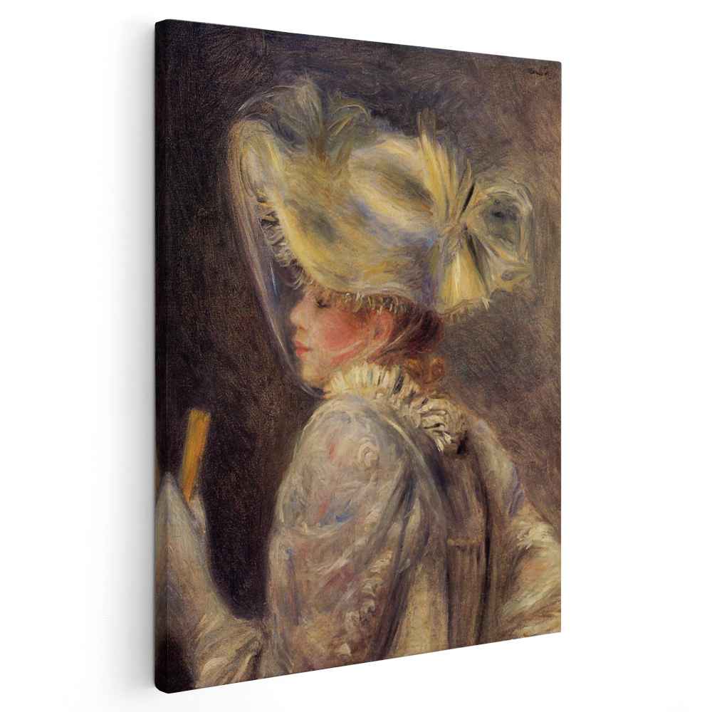 Woman in a White Hat (1890) by Pierre-Auguste Renoir - Canvas