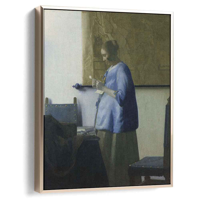 Woman reading a letter (Woman in Blue Reading a Letter) (1663) by Johannes Vermeer