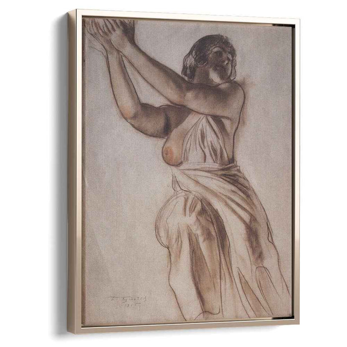 Woman standing with arms raised (1915) by Boris Kustodiev