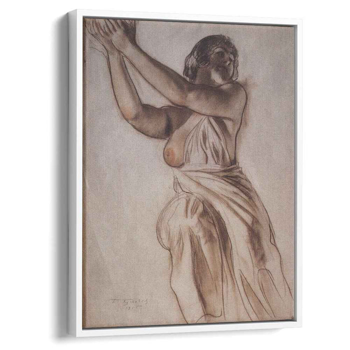 Woman standing with arms raised (1915) by Boris Kustodiev