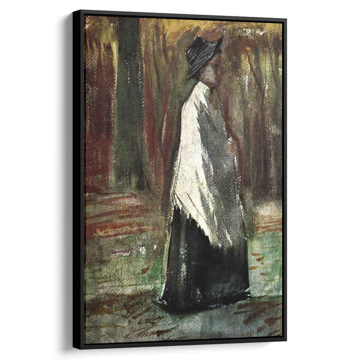 Woman with White Shawl in a Wood (1882) by Vincent van Gogh