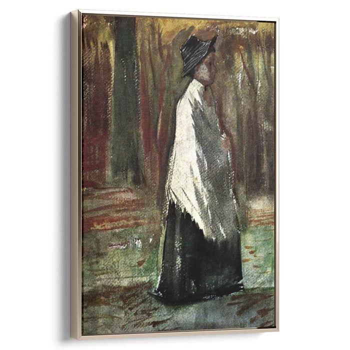 Woman with White Shawl in a Wood (1882) by Vincent van Gogh