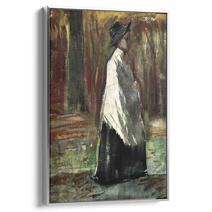 Woman with White Shawl in a Wood (1882) by Vincent van Gogh