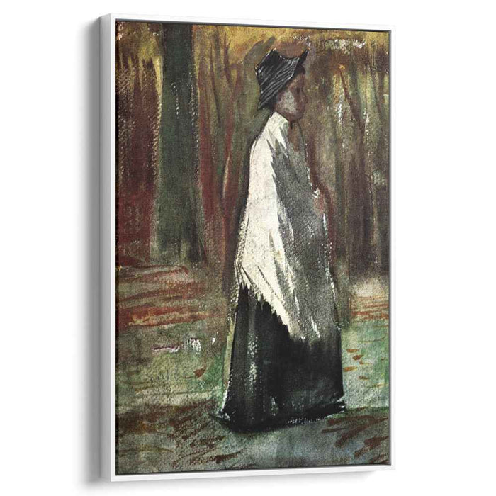 Woman with White Shawl in a Wood (1882) by Vincent van Gogh